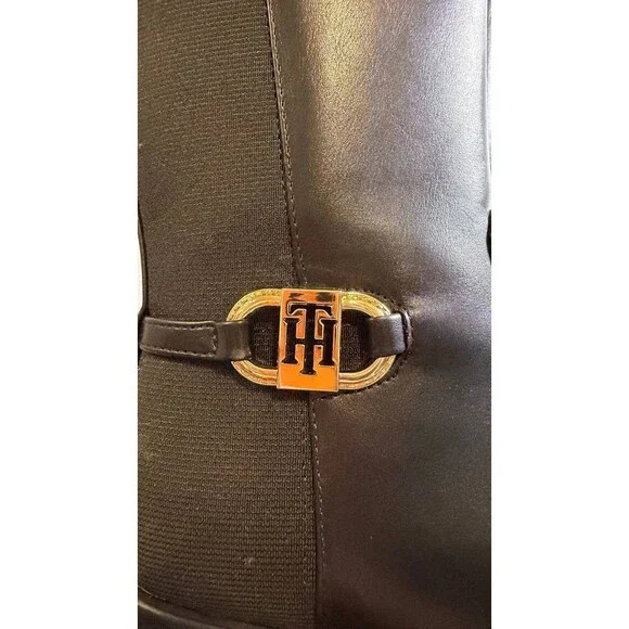 Tommy Hilfiger Imizza Boots 7.5M Black Faux Leather Knee‑High NIB msrp$159 - Picture 6 of 15